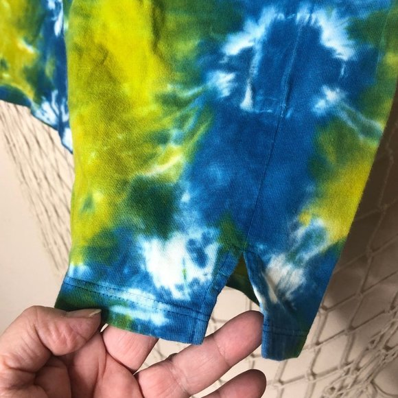 DHARMA TRADING CO. Handcrafted Cotton Tie Dye Cropped Pants Green & Blue M - Picture 2 of 7